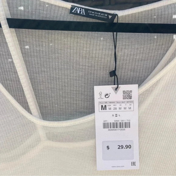 Zara Asymmetrical Sheer Layered Top in Off White Cream Ivory Size Medium NWT - Picture 5 of 5